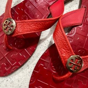 Tory Burch Leather Gold Logo Sandal size 6